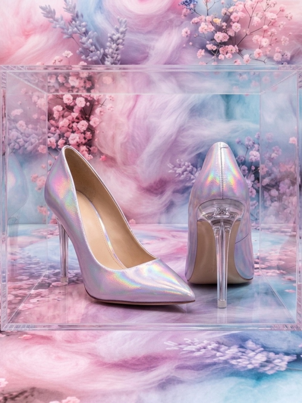NWT Purple Iridescent Pointed-Toe w/Clear Heels